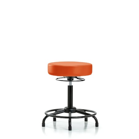 Blue Ridge Ergonomics Bench Stool, Med, Vinyl, RT, Glides, Orange BR-VMBSO-RT-RG-8613