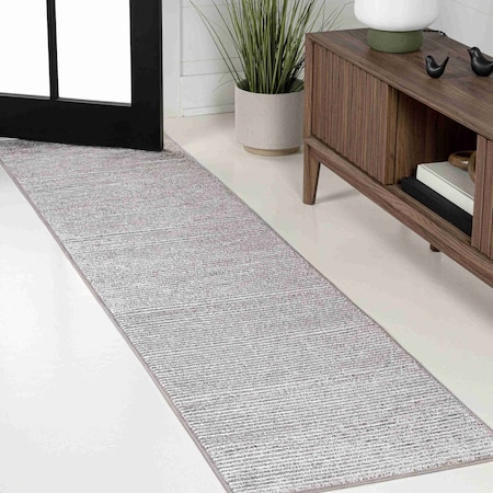 Jonathan Y Cole Modern Minimalist Pinstripe High-Low Dark Silver/White 2 ft. x 8 ft. Runner Rug CAR101E-28