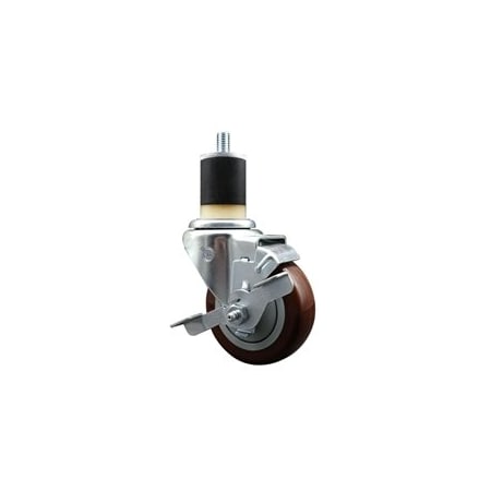 Service Caster 3.5'' SS Maroon Poly Swivel 1-7/8'' Expanding Stem Caster with Brake SCC-SSEX20S3514-PPUB-MRN-TLB-178