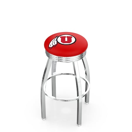 Holland Bar Stool Co 25" Chrome Utah Swivel Bar Stool, Accent Ring L8C3C25UtahUn