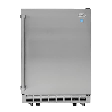 Koolmore 24'' Outdoor Stainless Steel Refrigerator 5.5 Cubic Foot Capacity w/ Auto defrost, and IPX4 Rating KM-OKS-OFRC-58SS