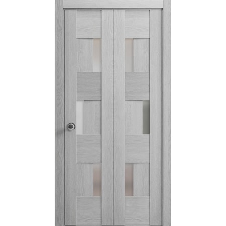 Vdomdoors Sliding Closet Bi-fold Doors Grey Solid Core Modern Interior SETE6933BF-OAK-60 x 84 (2* 30x84)