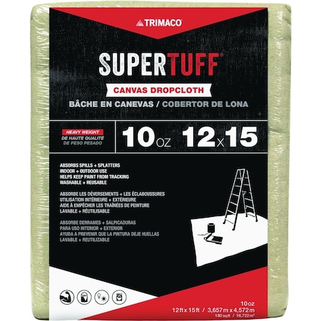 Trimaco SuperTuff 10 Oz. 12 Ft. x 15 Ft. Heavyweight Canvas Drop Cloth 51123