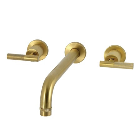 Kingston Brass Two-Handle Wall Mount Tub Faucet with Knurled Handle, Brushed Brass KS8027KNL