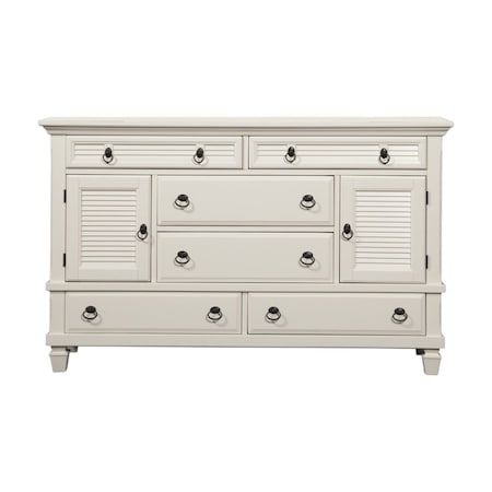 Homeroots 62" White Solid Wood Six Drawer Double Dresser 524109