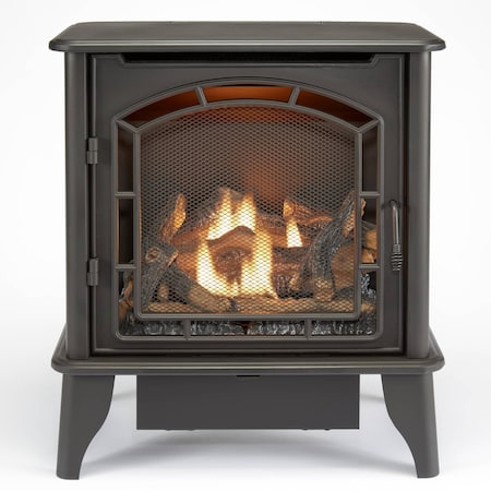 Bluegrass Living Panorama Vent Free Dual Fuel 3-Sided Gas Stove - 23,000 BTU, Remote Control, Black Finish BTSD23RT