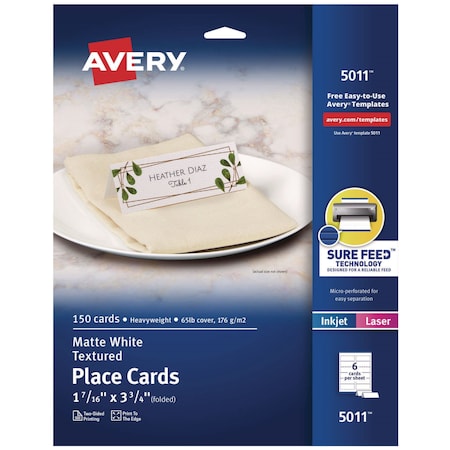 Avery Small Textured Tent Cards, White, 3.75 x 1.44, 150PK 5011