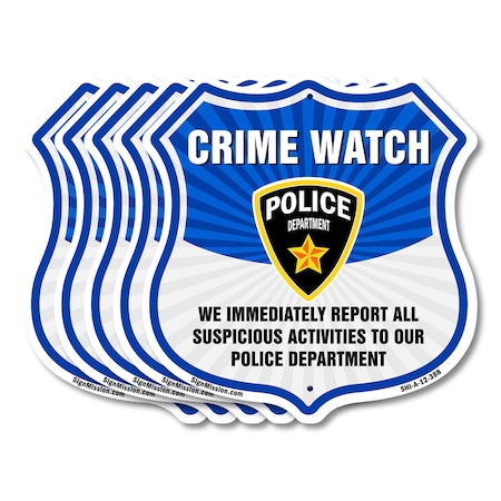 Signmission Neighborhood Crime Watch Shield Sign We, 12 inch X 12 inch, Aluminum Metal Sign, 5PK SHI-A-5Pack-12-388