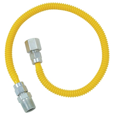Dormont 3/8'' OD x 24'' Coated Stainless Steel Gas Connector 1/2'' FIP x 1/2'' MIP, Tapped 3/8'' FIP 10C-3132-24B