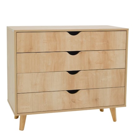 Homeroots 35" Natural Wood Four Drawer Dresser 489232