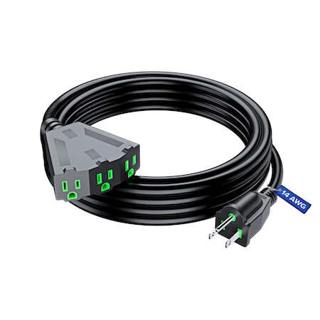 Maximm 15ft 14AWG SJTW 3-Outlet Extension Cord, ETL, Black OBK-IGRN-004H-052H-15BK