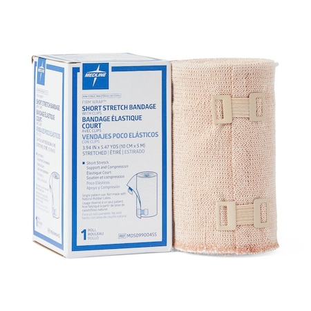 Medline Firm-Wrap Short-Stretch Elastic Bandage, 10 cm x 5 m (3.94in x 5.47 yd.) MDS099004SSH