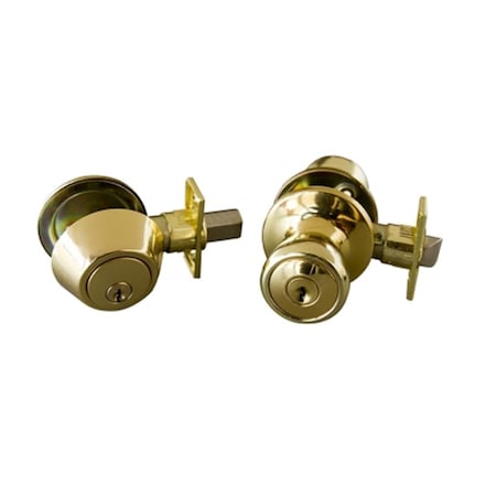 Design House Terrace 6 Way Latch Entry Door Knob- and Deadbolt Combo Polished Brass 728329