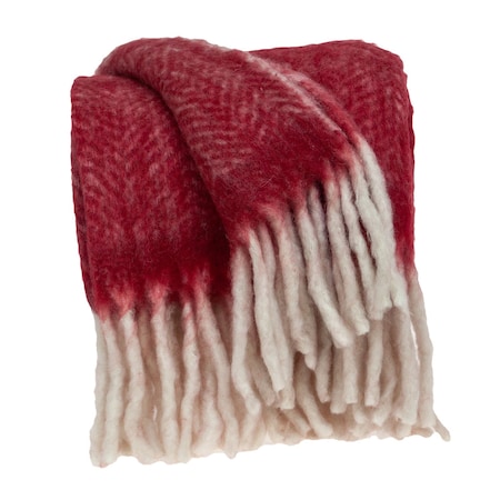 Homeroots Red Woven Acrylic Solid Color Reversable Throw 478538