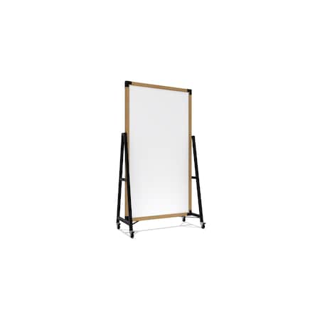 Ghent Prest Mobile Whiteboard, Magnetic, 74''H x 40''W, Natural Oak Frame PRS6M7440BN