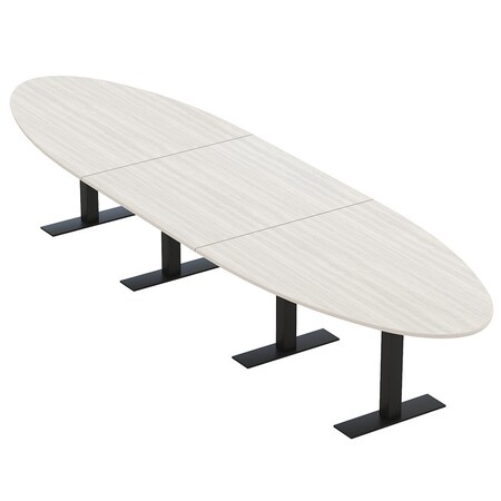 Skutchi Designs 16ft Conference Table With Power Unit | 14 Person Modular Oval Meeting Table | Harmony Series HAR-OVL-48X192-T.BK-WA7976-NA