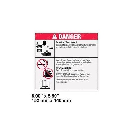 Jlg REPLACEMENT DECAL, DANGER BATTERY SAFETY 31788