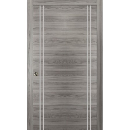 Sartodoors Sliding Closet Bi-fold Doors, Planum 0310 Ginger Ash and Aluminum Strips, Sturdy Tracks Moldings Tr PLANUM0310BF-GA-36 x 80 (2* 18x80)