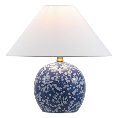 Jonathan Y Felice 17.25" Modern Cottage Floral Ceramic Globe LED Table Lamp, Blue/White JYL5508A