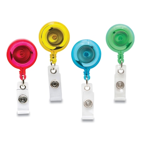 Sicurix ID Slide-Style Belt Clip Card Reels, 30" Extension, Round, Green/Light Blue/Pink/Yellow BAU68894