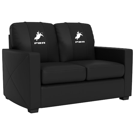 Dreamseat Silver Loveseat with Professional Bull Riders Silhouette Logo XZ7759003LSCDBK-PSPBR0004