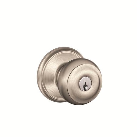 Schlage Residential Georgian Knob Combo Pack with 12334 Latch and Dual Strikes Satin Nickel Finish FB50GEO619