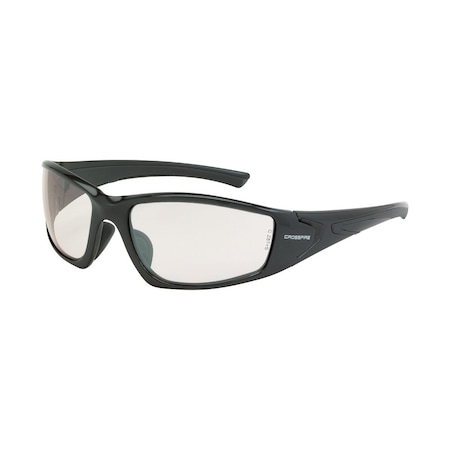 Crossfire Safety Glasses, Indoor/Outdoor Lens, Shiny Pearl Gray Frame, Full-Frame, 1 PR 23615