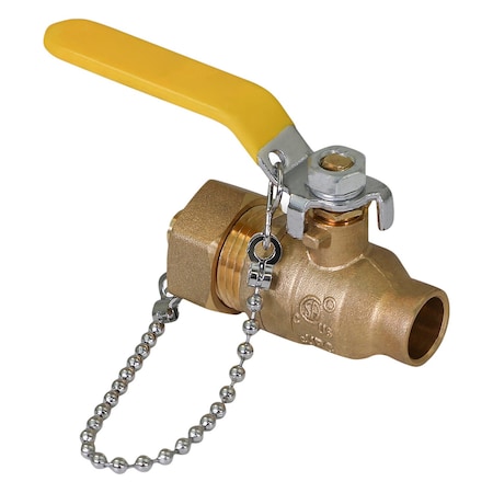 Everflow SWTx3/4" MHT Full Port Hose Ball Valve with Chain and Cap, Brass 1/2" CHBV-012-NL
