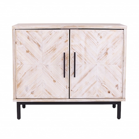 Homeroots Modern Farmhouse Rustic Natural Accent Storage Cabinet 401680