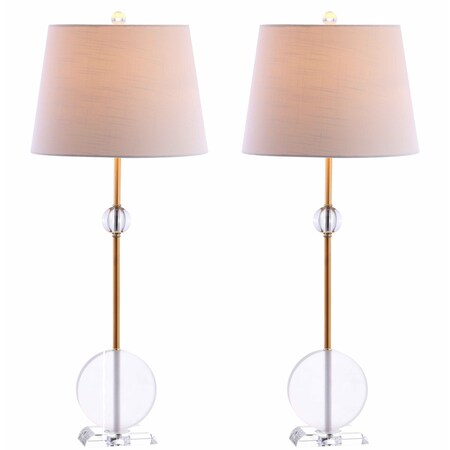 Jonathan Y Spencer 34" Crystal/Metal LED Table Lamp, Brass, 2PK JYL5029A-SET2