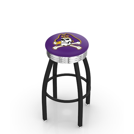 Holland Bar Stool Co 25" Blk Wrinkle East Carolina Swivel Bar Stool, Chrome Ring L8B3C25Ecarol