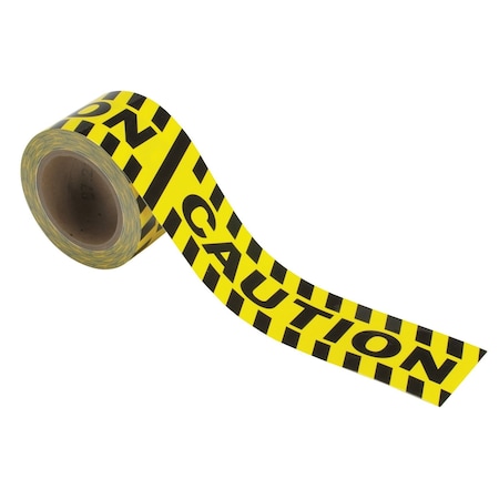 Brady Warning Message Floor Marking Tape Roll - High Performance Vinyl, 3inx 60ft, 60PK 58255