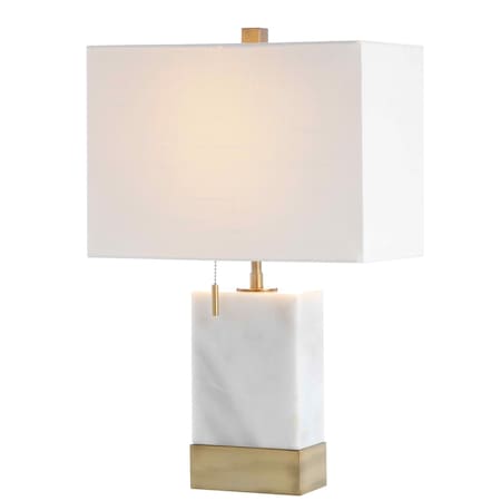 Jonathan Y Trevor 22.5" Marble/Iron Gold Modern Console LED Table Lamp, white JYL5054A