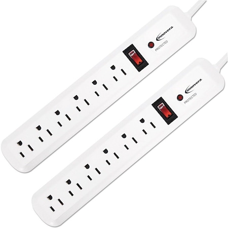 Innovera Outlet Strip, Surge, 4 ft., White, 2 PK IVR71653