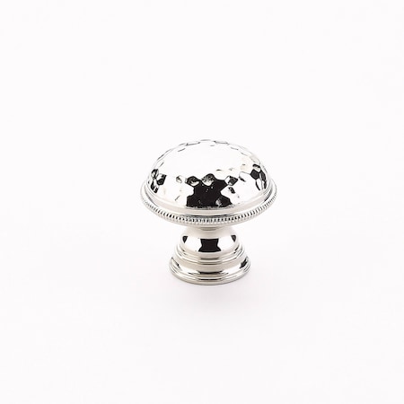 Schaub 1-1/4in Atherton Hammered Knurled Edge Cabinet Knob Polished Nickel Finish 571-PN