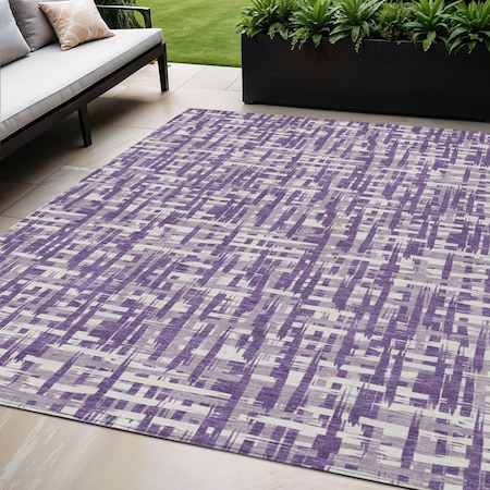 Homeroots 5' X 8' Purple And Lavender Abstract Washable Indoor Outdoor Area Rug 602510