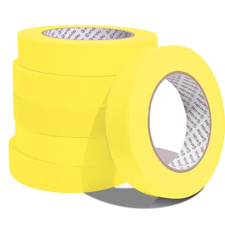 Enday Masking Tape, 1" x 60 Yards, Yellow, 6PK 8139-6