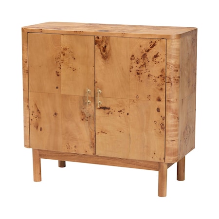 Bali & Pari Latika Modern and Contemporary Natural Mappa Real Burl Wood Storage Cabinet 249-13925-ZORO
