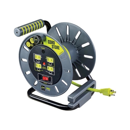 Masterplug 3 ft. Plastic Cord Reel, Gray & Green - Large MA5921