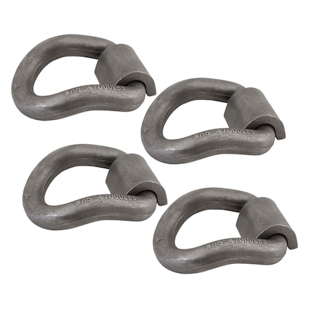 Mytee Products 1in Bent Forged D-Ring w/ Weld On Clip, WLL# 15,600 lbs, 4PK D-Ring01-W-Bentx4