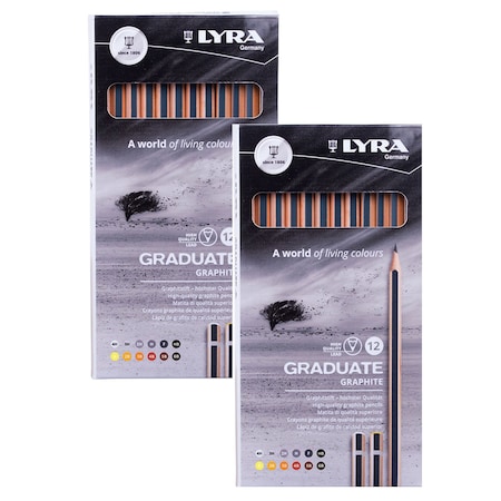 Lyra Graduate Graphite Pencil Set, Assorted Colors, 12-Piece Set, 2PK L1171120