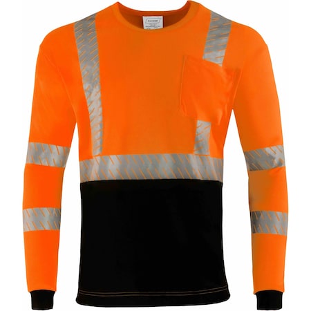 Ironwear Class 3 Hi Vis Two Tone Long Sleeve T-Shirt with Segmented Reflective Tape, Orange, 2X-Large 1841-O-2XL