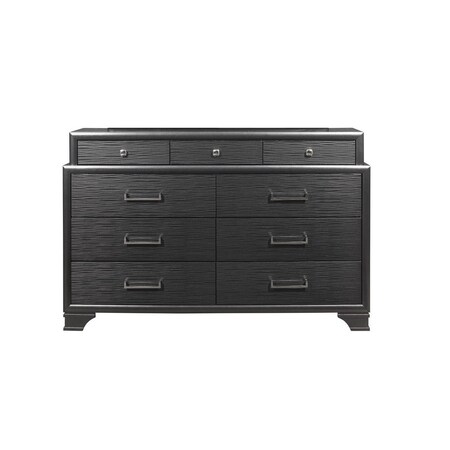 Homeroots 59" Gray Solid Wood Nine Drawer Double Dresser 384059