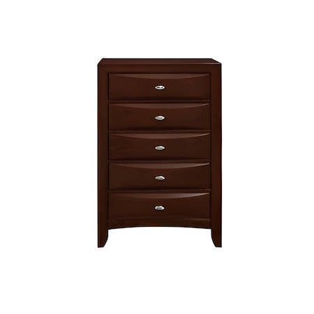 Homeroots 32" Espresso Solid Wood Five Drawer Chest 374165
