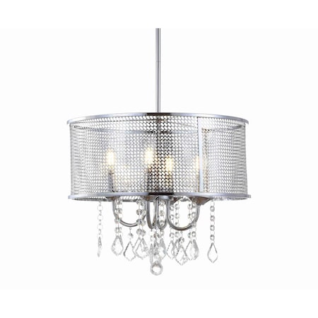 Jonathan Y Avah 17" Metal/Crystal Adjustable LED Drop Chandelier, Chrome JYL7466A