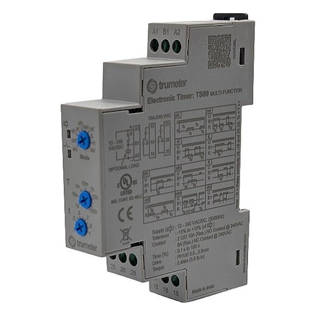 Trumeter Time Delay Relay, 12 to 240V AC/DC TS09