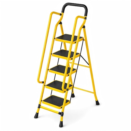 Wrightmaster 5.75 ft. Steel Step Ladder, 9 ft. Reach with Handrail and Non-Marring Feet, 550 lb. Capacity ZoroP480584