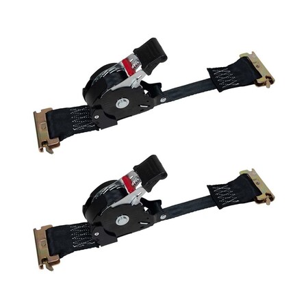 Mytee Products (2 Pack) 1'x12ft Retractable Ratchet Tie Down Straps for E-Track - 500 lbs WLL, 2PK ETK-RS112Rx2