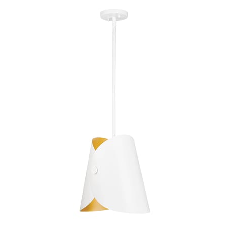 Z-Lite Salone 1 Light Pendant, Matte White/Matte White Outer, Gold Inner, 13 In W x 13.75 In H 1951P11-MW