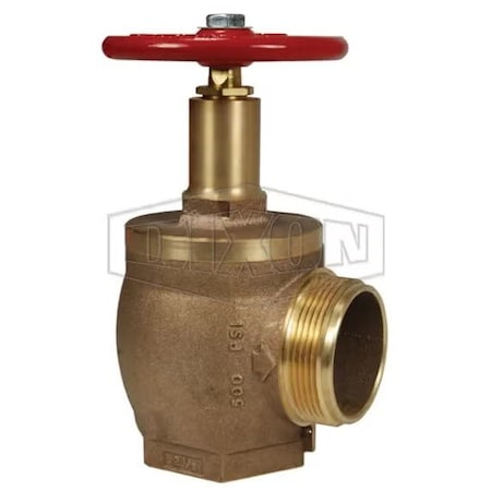 Dixon Angle Hose Valve with Red Hand wheel, 2-1/2 x 2-1/2 in Nominal, FNPT x Male NYFD End Style, Cast Bra AV5-250NYFD